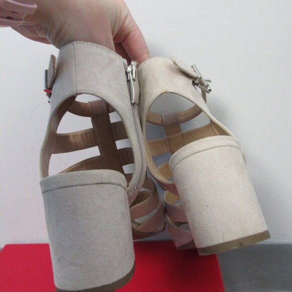 Franco Sarto L-Mesa Women Leather Strappy Open Toe Sandals Size 7 Taupe Heel 558 - Picture 2 of 10